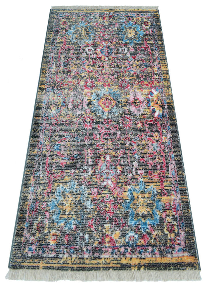 MACHINE MADE POLYESTER AREA RUGS  -Multicolor, Oriental ,Rugs for Living Room , [Runner] 2'6''x9'10''
