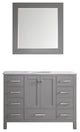 Gela 48" Single Vanity in Grey with Carrara White Marble Countertop With Mirror