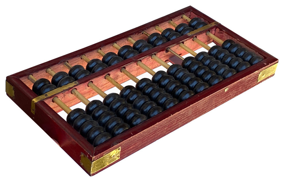 Chinese Red Brown Stain Wood Abacus Fengshui Paperweight Display Hws2487