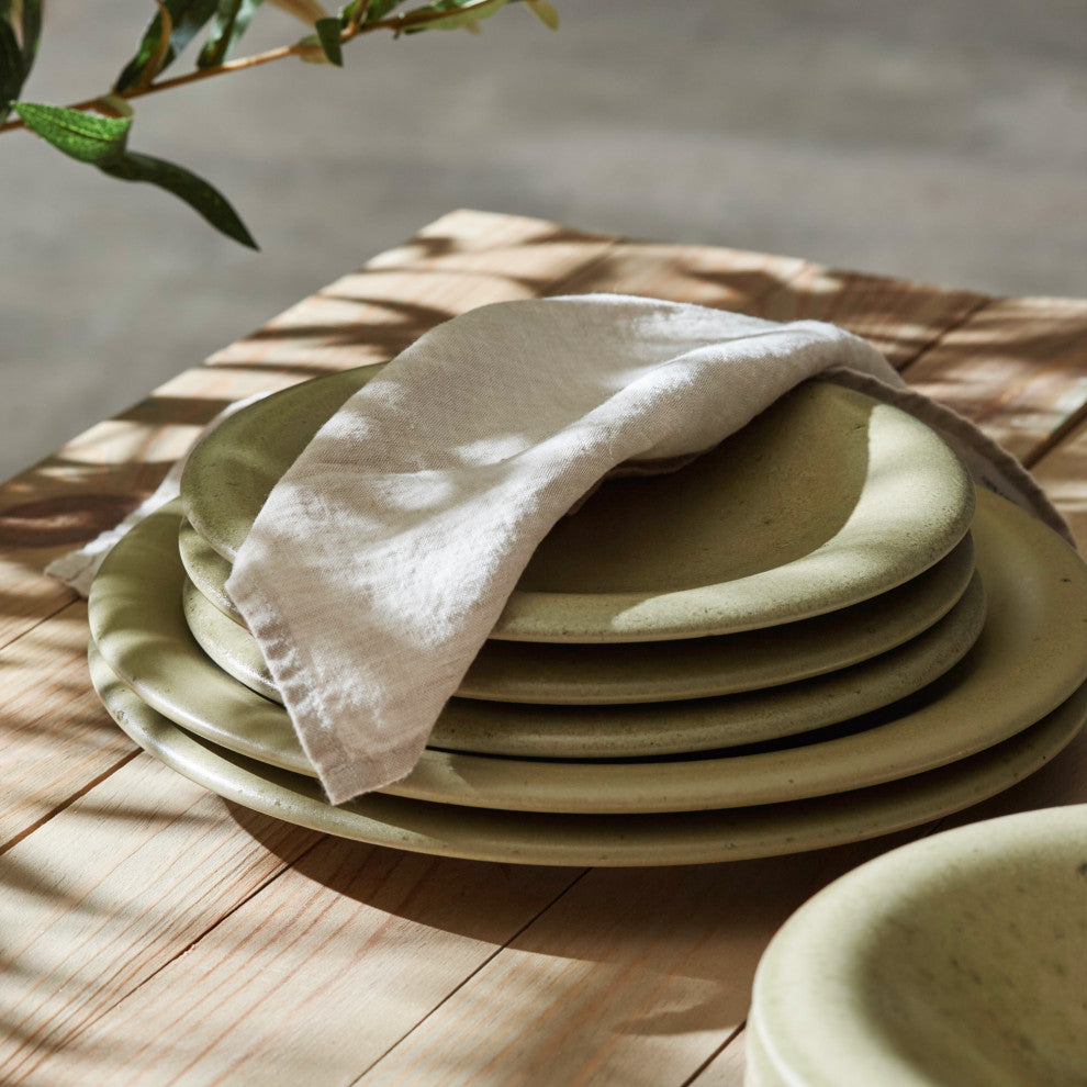 Porto by Porto by Stone Lain Aro Stoneware Dinnerware Set, Green Matte, 24-Piece