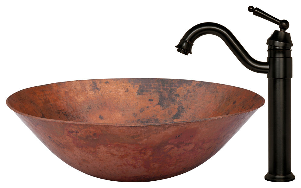 Catalonia Copper Vessel Sink and Faucet Set, Oil Rubbed Bronze