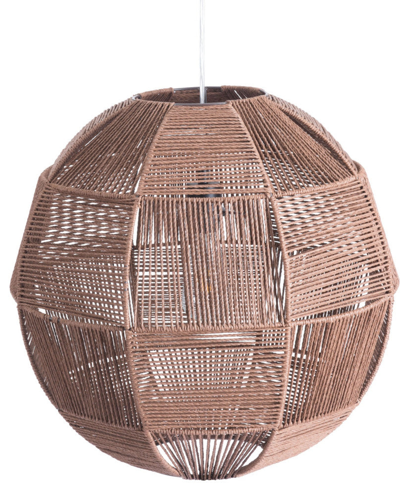 Pendant Ceiling Light Fixture, Steel Metal, Rope, Brown, Kitchen LoungeLobby