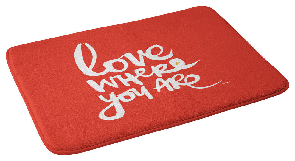 Kal Barteski Love Red Memory Foam Bath Mat, 17"x24"