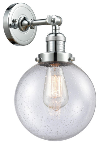 1-Light Beacon 8" Sconce, Polished Chrome, Glass: Seedy