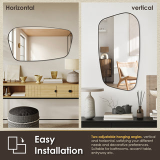 Blinc Novelty Framed Bathroom Wall Mirror, Matte Black, 26"