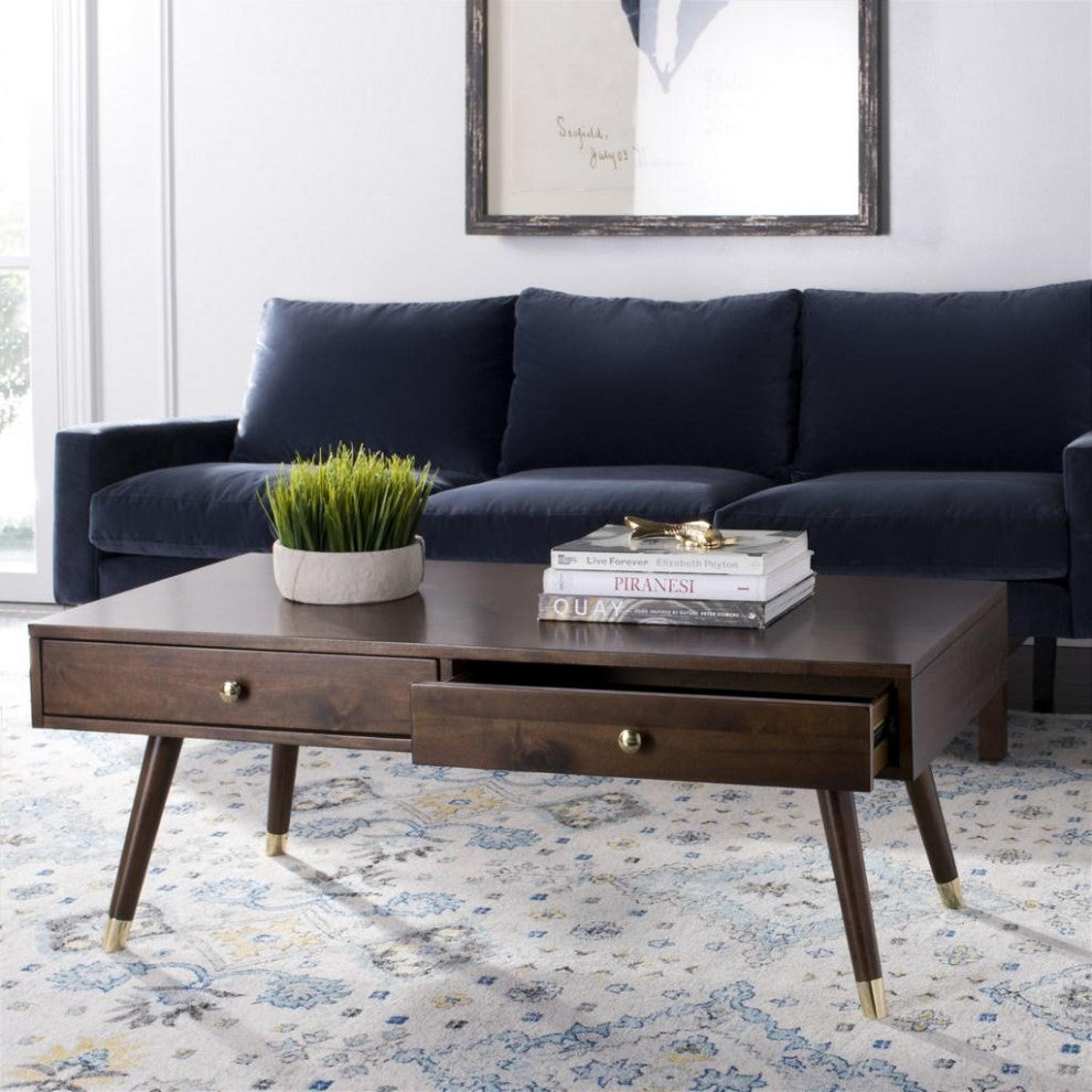 Safavieh Levinson Gold Cap Coffee Table, Brown
