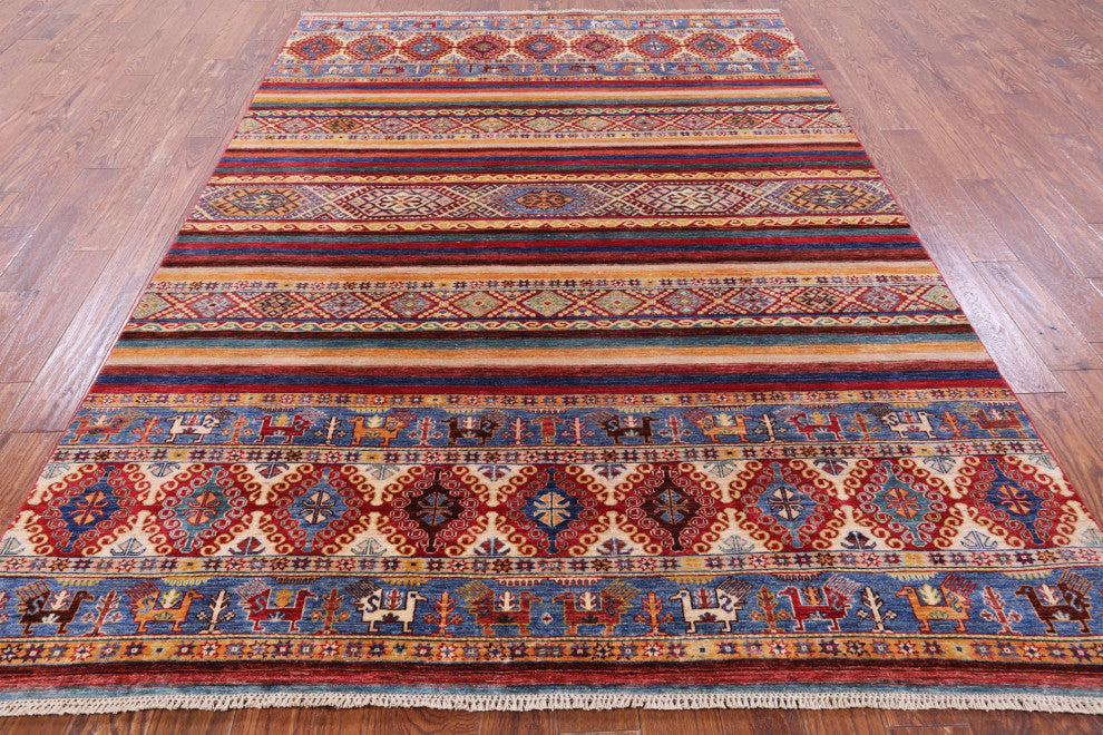 6' 8" X 9' 9" Tribal Persian Gabbeh Hand Knotted Rug Q7580