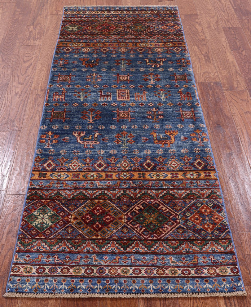2' 7" X 6' 8" Runner Hand Knotted Tribal Persian Gabbeh Wool Rug - Q12333