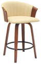 Diana 26" Swivel Walnut Wood Counter Stool, Cream Faux Leather, 26