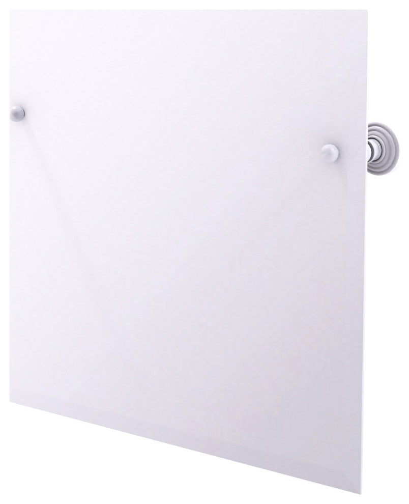 Frameless Arch Top Beveled Edge Tilt Mirror, Matte White
