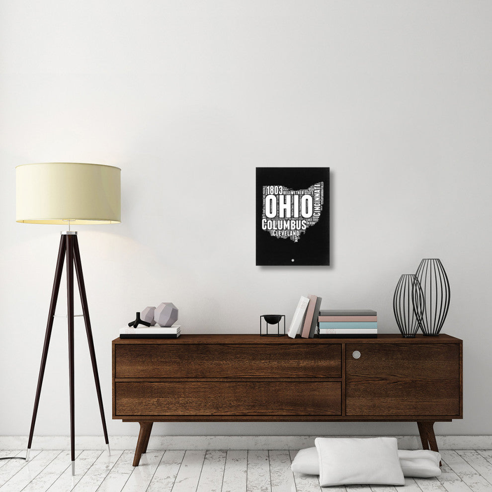 "Ohio Black and White Map" Fine Art Print