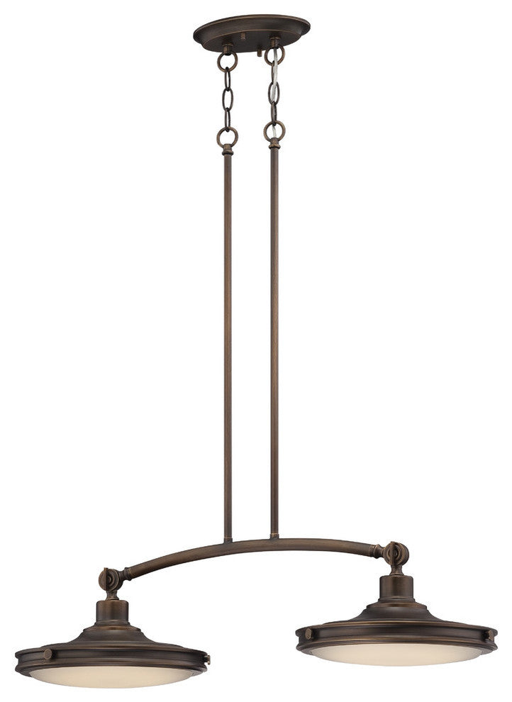 Nuvo 2-Light Houston Pendant Rustic Brass Light Fixture