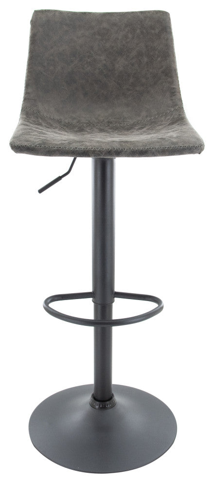 LeisureMod Tilbury Modern Adjustable Height & Swivel Bar Stool, Gray