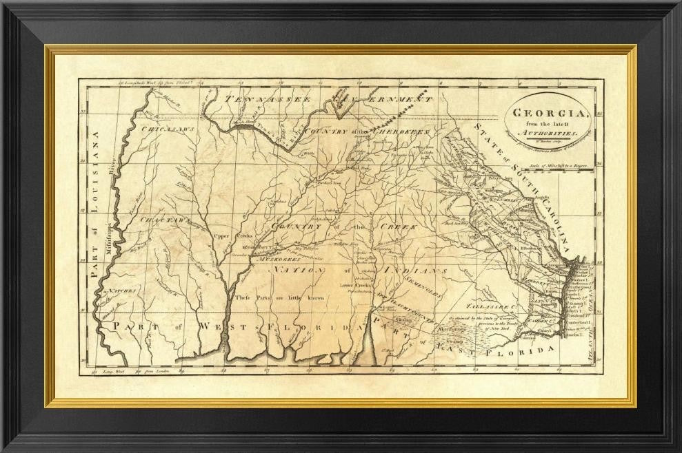 "State of Georgia, 1795" Framed Canvas Giclee by Mathew Carey, 26x17"