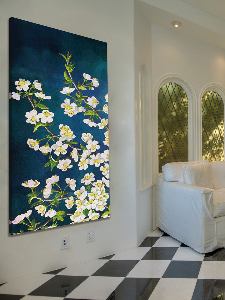 "White in Blue" Painting Print on Canvas