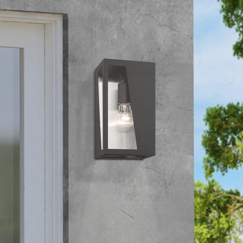 Forsyth 1-Light Black Outdoor Medium ADA Wall Lantern
