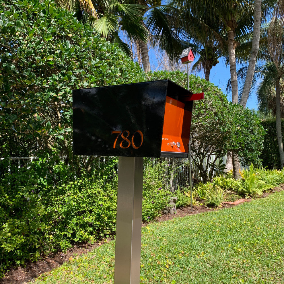 UpTown Box with Locking doors. Modern Pole Mounted Mailbox, Pole not included.,