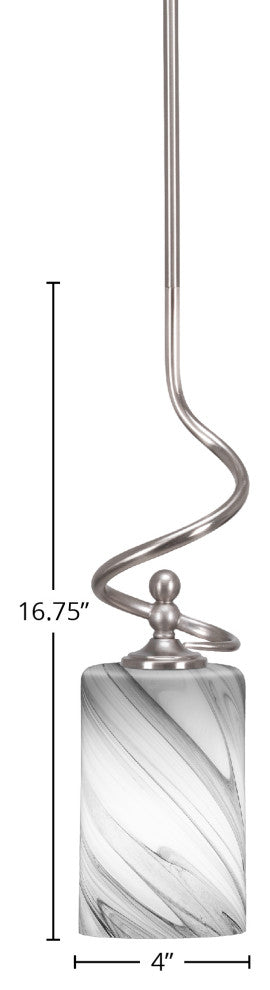 Capri 1-Light Mini Pendant with Hang Straight Swivel, Brushed Nickel/Onyx Swirl