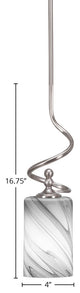 Capri 1-Light Mini Pendant with Hang Straight Swivel, Brushed Nickel/Onyx Swirl