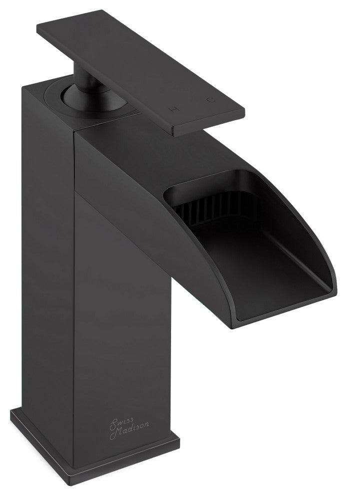 Concorde Single Hole, Waterfall Bathroom Faucet, Matte Black