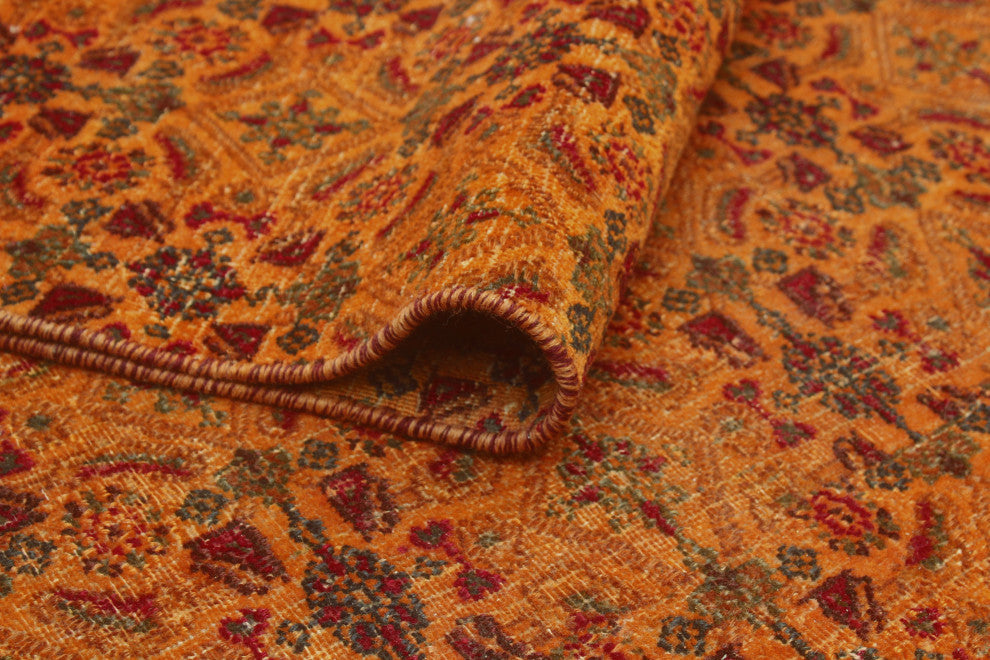 Vintage Overdyed Ojore Orange/Charcoal Runner, 5'2 x 12'3