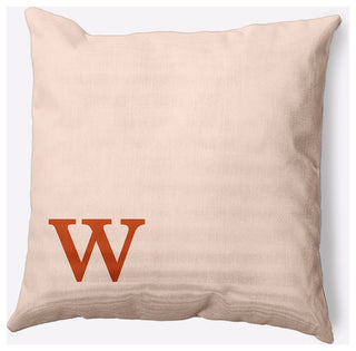 20" x 20" Modern Monogram Indoor/Outdoor Polyester Throw Pillow, Sienna