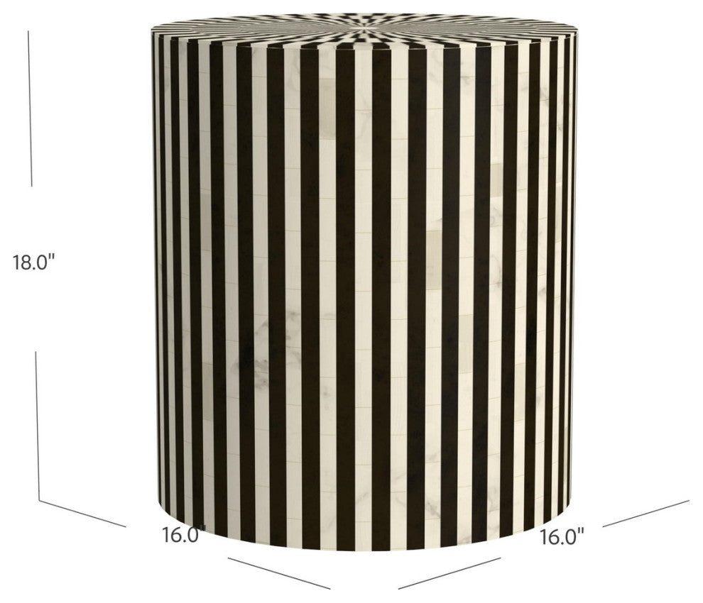 Teague Accent Table - Black/White Bone