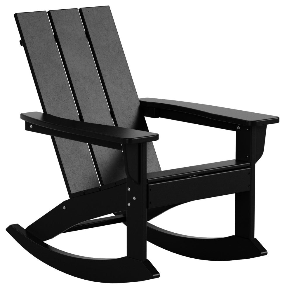 WestinTrends Modern Adirondack Outdoor Patio Rocking Chair, Porch Rocker, Black