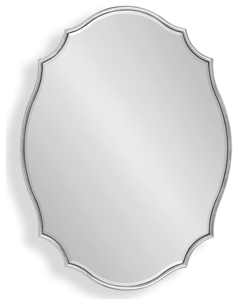 Leanna Scalloped Oval Wall Mirror, Silver, 18x24