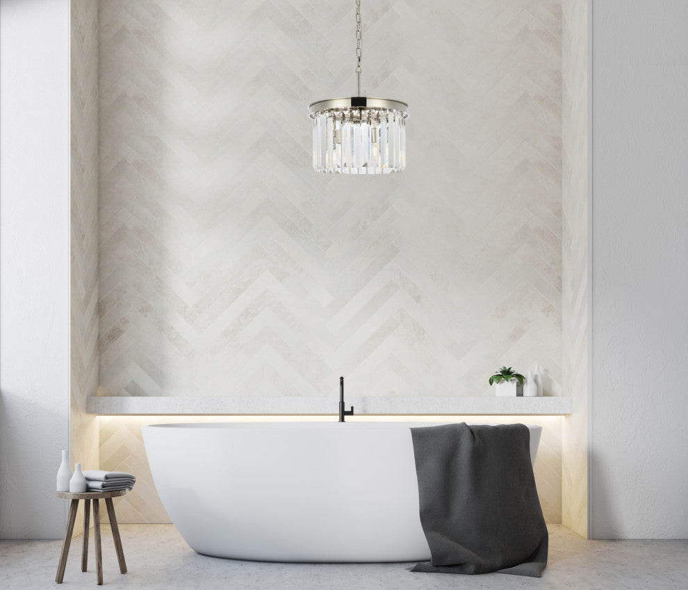 Elegant Lighting 1238D16/RC Sydney 3 Light 16"W Crystal Pendant - Matte Black