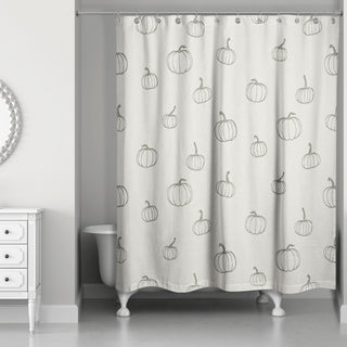 Gray Mini Pumpkin Pattern 71x74 Shower Curtain
