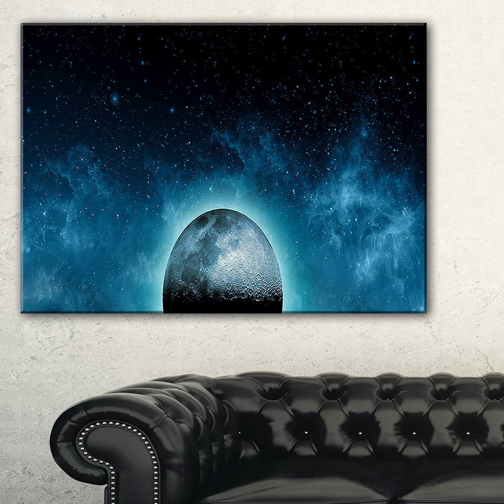 "Moon in The Front of Galaxies" Wall Art Landscape, 40"x20"