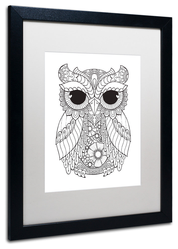 Hello Angel ''Owl 3'' Art, Black Frame, White Mat, 20x16