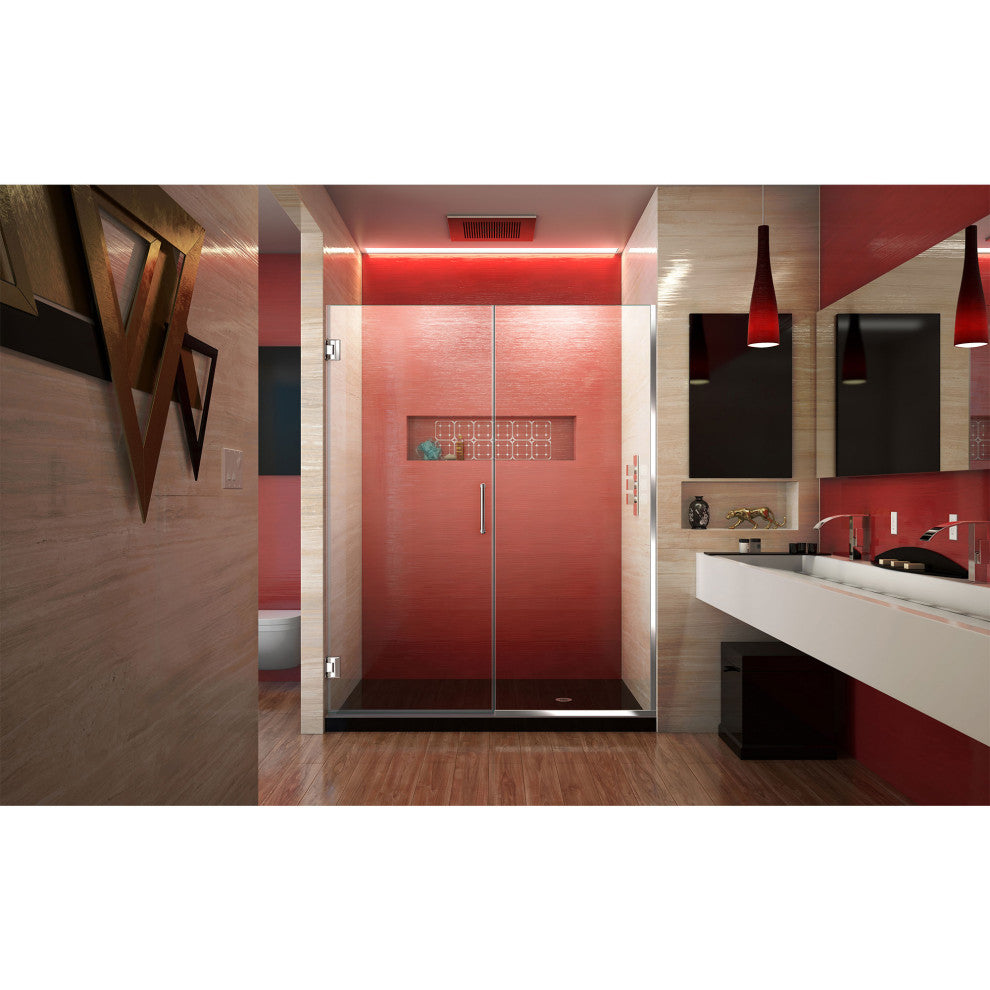 DreamLine Unidoor Plus 57.5" to 58"x72" Hinged Shower Door, Chrome