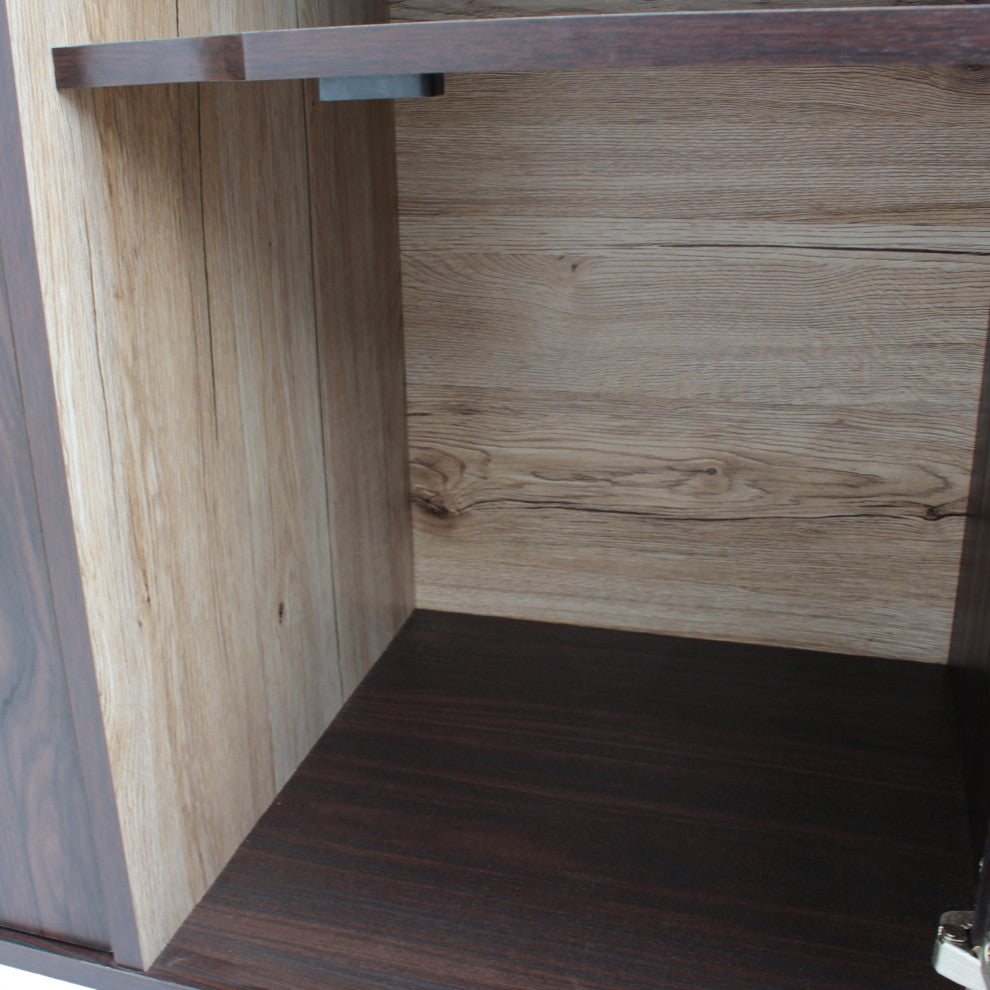GDF Studio Provence 2-Shelf Walnut Finish Faux Wood Cabinet With Oak Interior, S