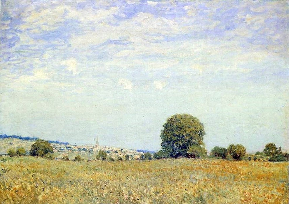 Alfred Sisley Fields at Saint Cloud, Gallery Wrapped Canvas Print, 18"x27"