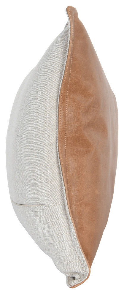 Kosas Home Cheyenne 100% Leather 22" Throw Pillow, Chestnut Brown