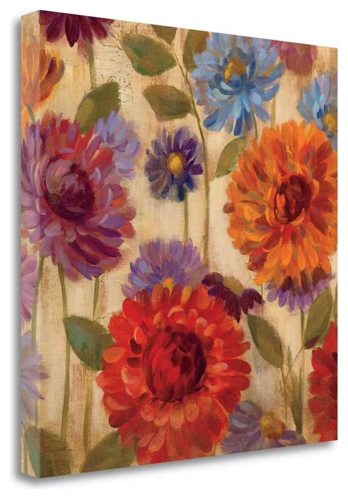 "Rainbow Dahlias Crop II" By Silvia Vassileva, Giclee on Gallery Wrap Canvas