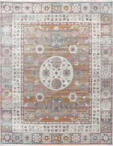 Vintage-Style Medallion Distressed Border Area Rug, 8 X 10 Ft.