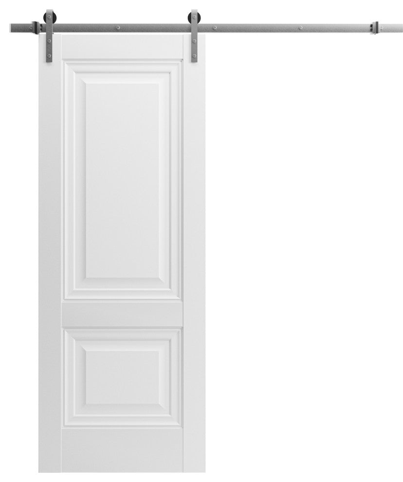 Barn Door 36 x 80, Lucia 8831 White Silk, Silver 6.6FT