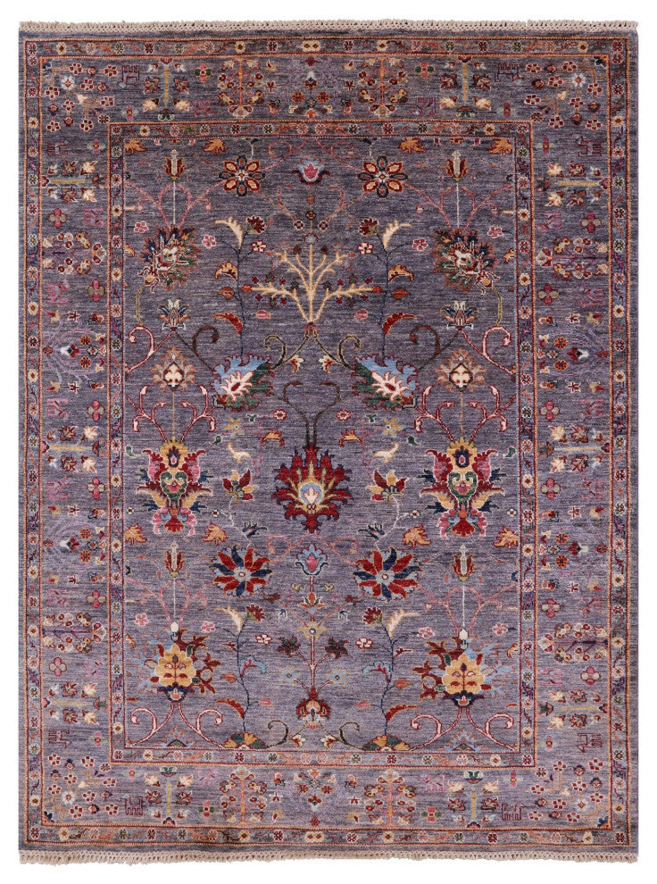 5' 1" X 6' 8" Hand Knotted Persian Tabriz Wool Rug Q7565