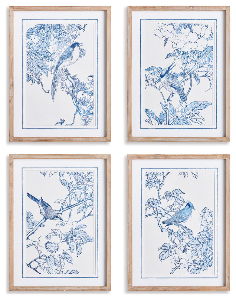 Monochromatic Bird Study Gallery, Set of 4