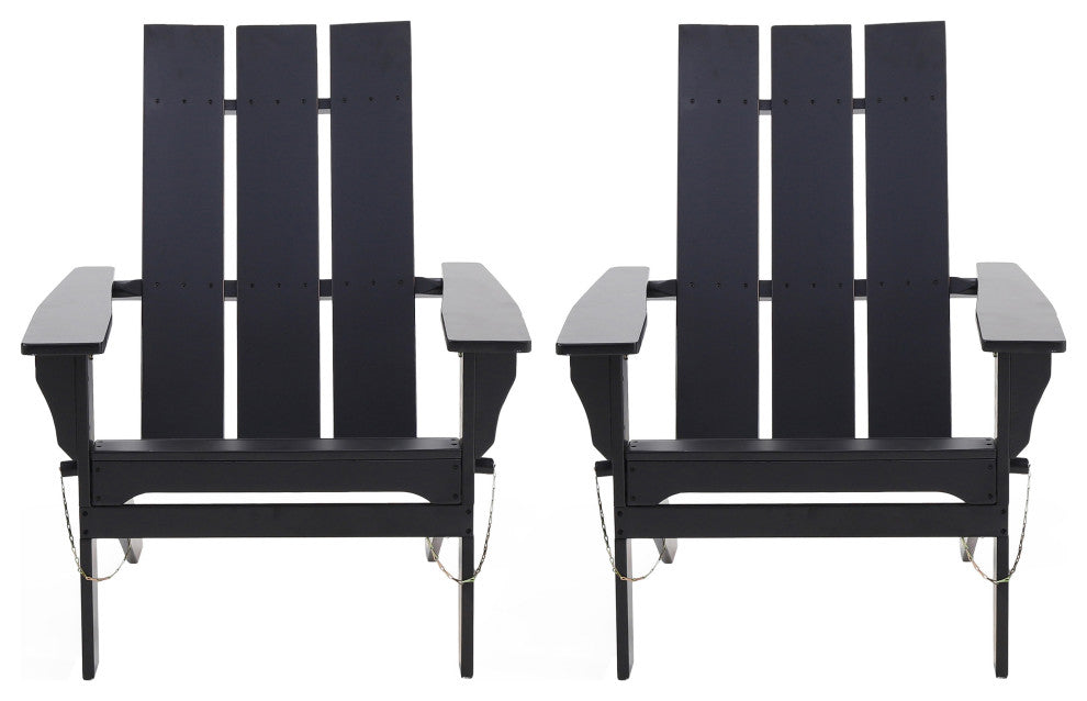 Gurekam Outdoor Foldable Adirondack Chairs, Set of 2, Black