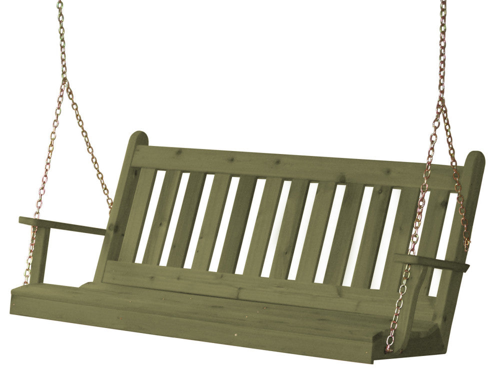 Cedar Traditional English Porch Swing, Linden Leaf Stain, 6 Foot
