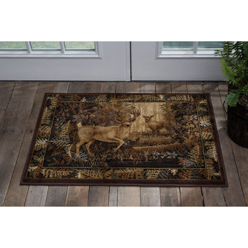 Fern Deer Novelty Lodge Pattern Beige Scatter Mat Rug, 2''x3''