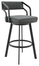 30" Timeless Slate Gray Faux Leather Silver Finish Swivel Counter Stool