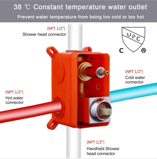 Givingtree Mount Pressure Balanced Shower System Set 10 in, Polished Chrome