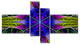 Star Shaped Blue Stained Glass, Abstract Canvas Art Print, 60"x32", 4 panels