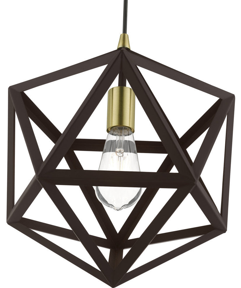 Ashland 1 Light Bronze With Antique Brass Accents Pendant