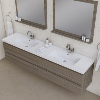 Paterno 84" Wall Mounted Double Bathroom Vanity With Sink, Gray